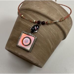 Reversal Beaded Photo Choker Necklace